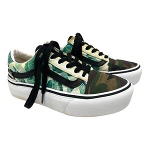 Vans Custom Old School Camo Leaves Zebra Stackform Lace Up Skater Shoes Womens 6